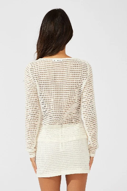 Beige Mini Skirt Textured Fabric