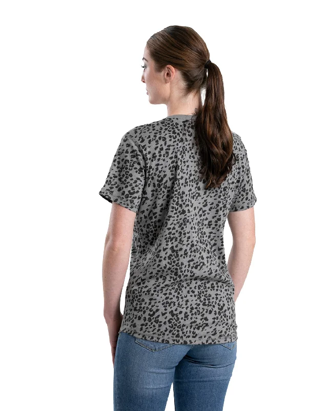 Berne Womens Performance V-Neck Animal Print Cotton Blend S/S T-Shirt