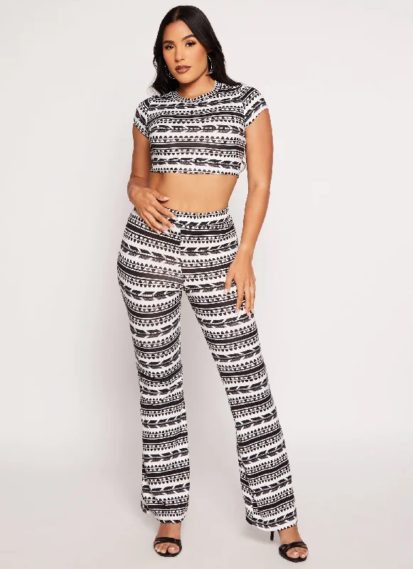 Aztec Print Flare Pants