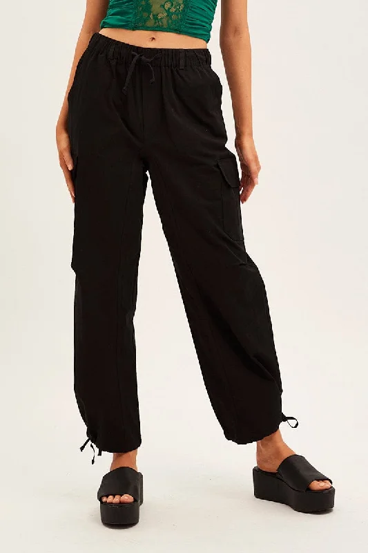 Black Cargo Pants Relaxed Wide Leg