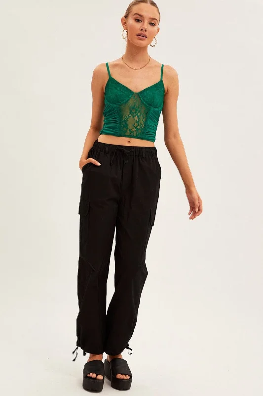 Black Cargo Pants Relaxed Wide Leg