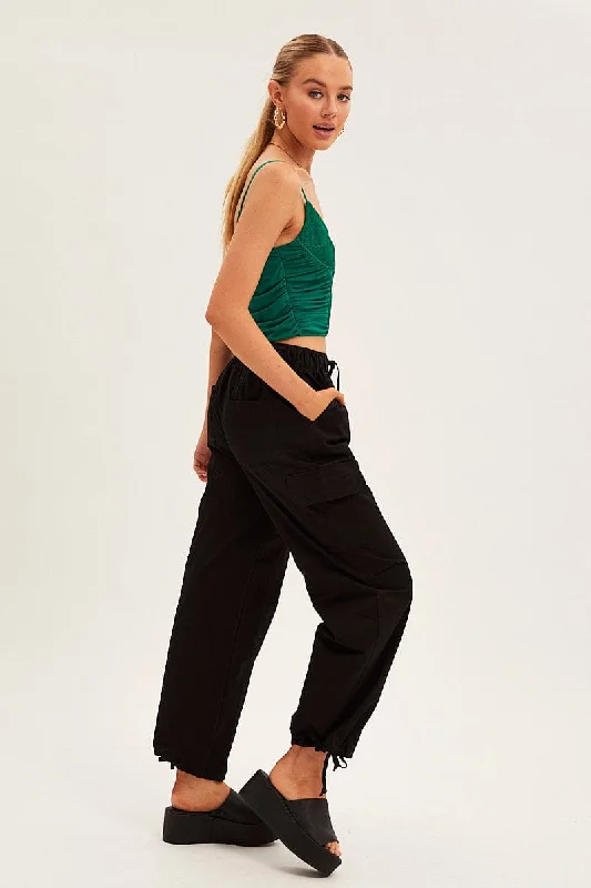 Black Cargo Pants Relaxed Wide Leg