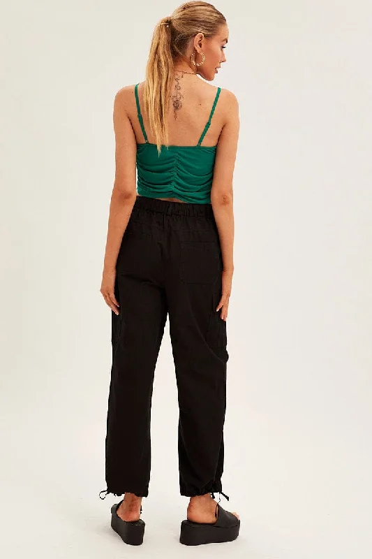 Black Cargo Pants Relaxed Wide Leg