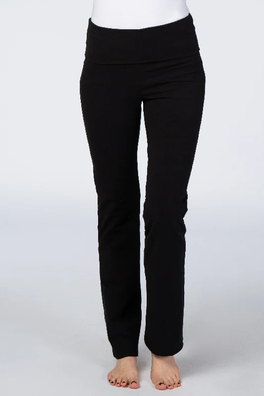 Black Flared Folded Waist Lounge Pants