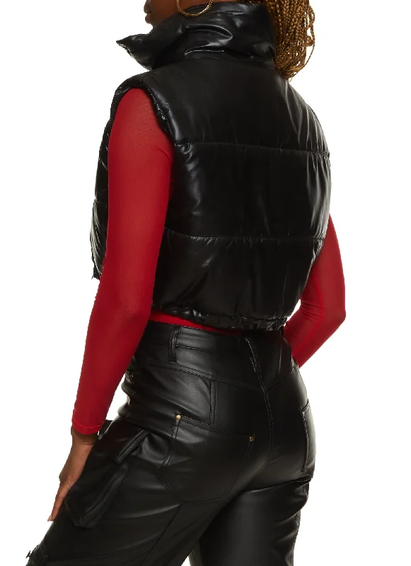 Metallic Cropped Puffer Vest