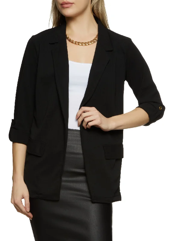 Open Front Notch Neck Blazer