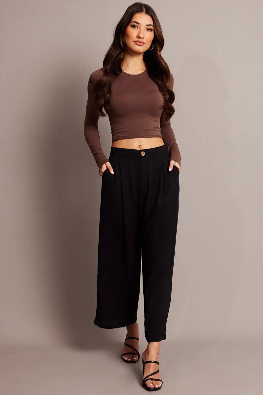 Black Wide Leg Pants Cropped