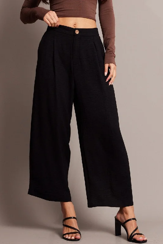 Black Wide Leg Pants Cropped