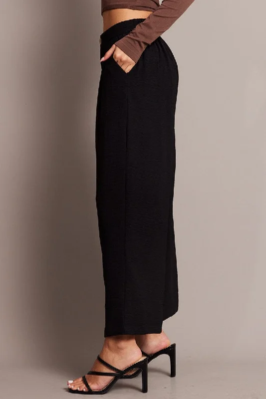 Black Wide Leg Pants Cropped