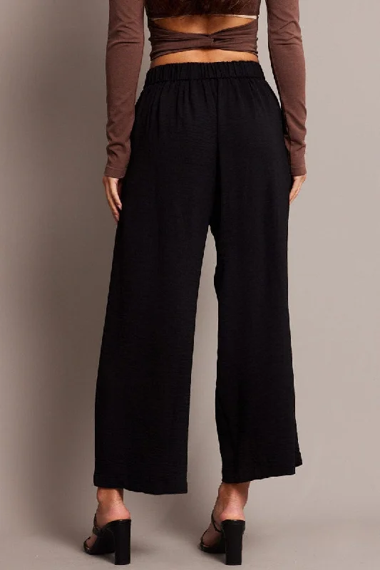 Black Wide Leg Pants Cropped