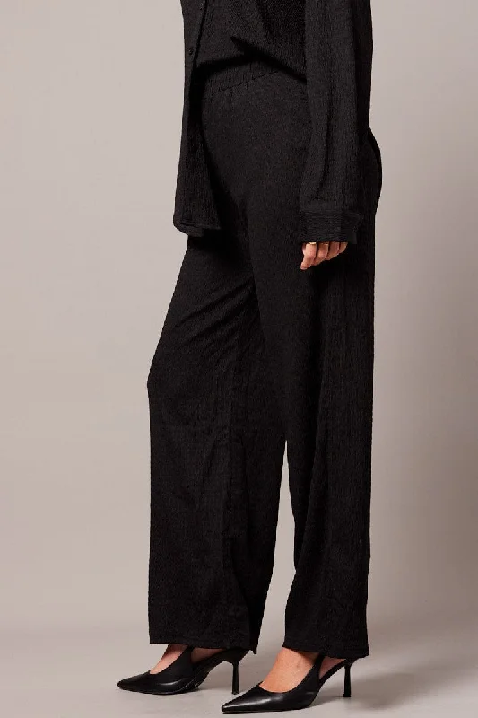 Black Wide Leg Pants Elasticated Waist