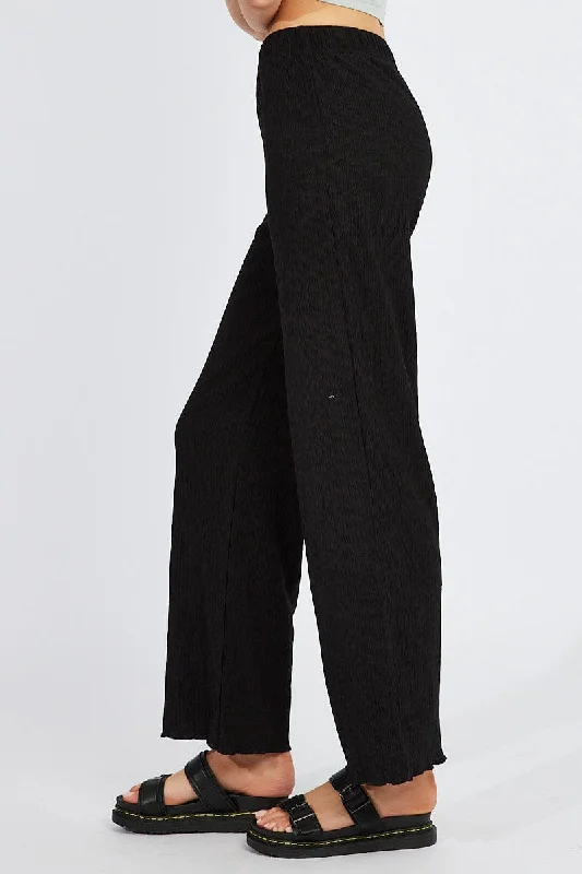 Black Wide Leg Pants High Rise