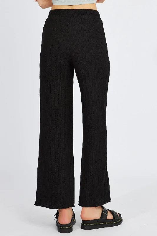 Black Wide Leg Pants High Rise