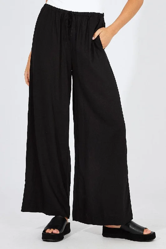 Black Wide Leg Pants High Rise