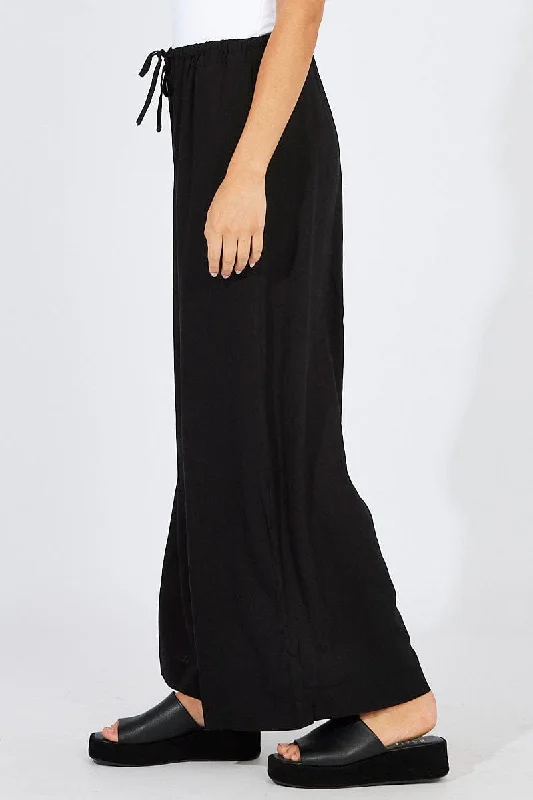 Black Wide Leg Pants High Rise