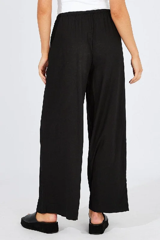 Black Wide Leg Pants High Rise