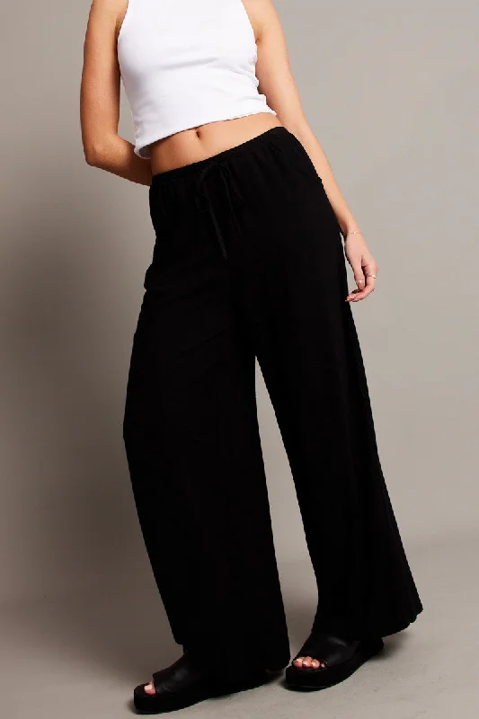 Black Wide Leg Pants High Rise