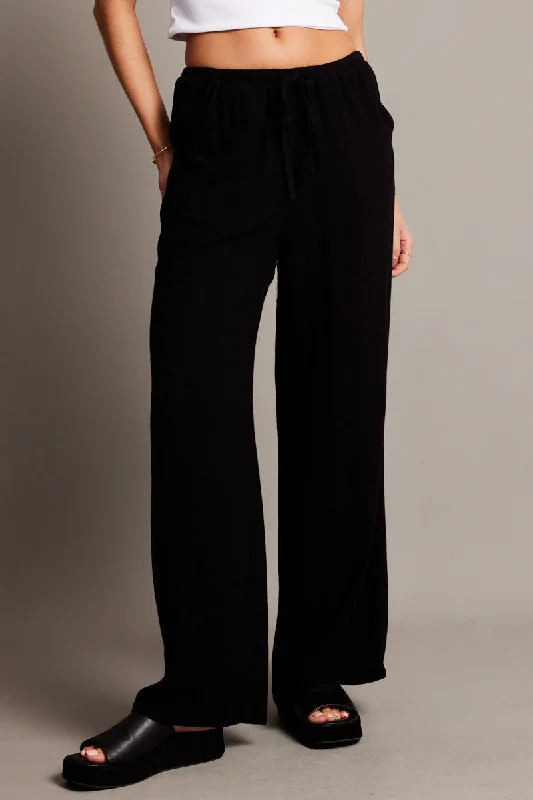 Black Wide Leg Pants High Rise