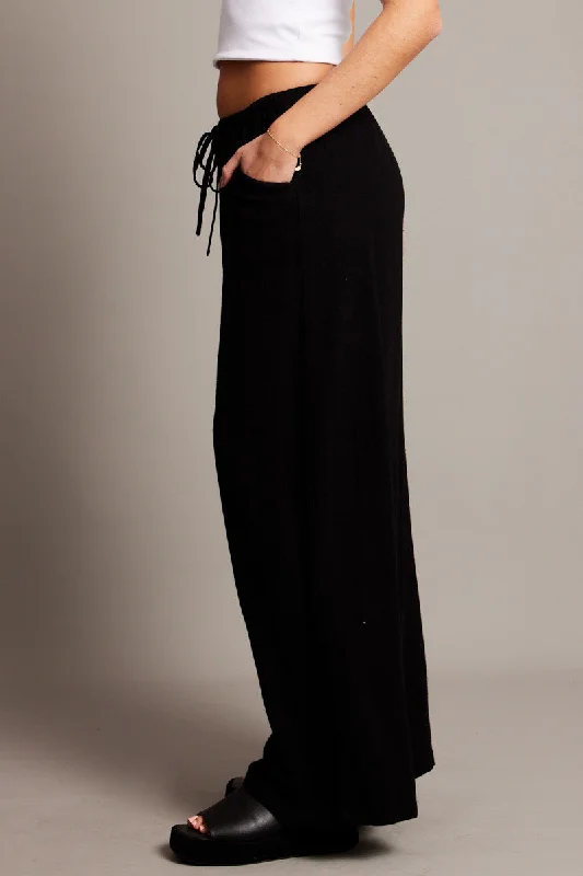 Black Wide Leg Pants High Rise