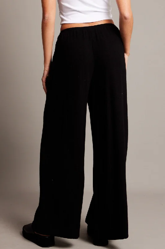 Black Wide Leg Pants High Rise