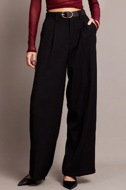 Black Wide Leg Pants High Rise