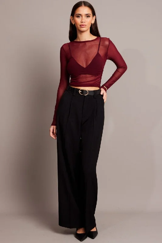 Black Wide Leg Pants High Rise