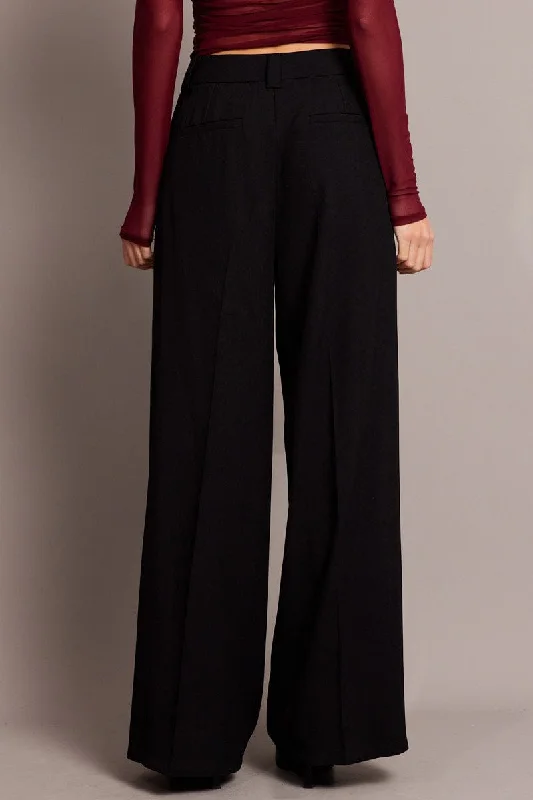 Black Wide Leg Pants High Rise