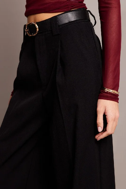 Black Wide Leg Pants High Rise