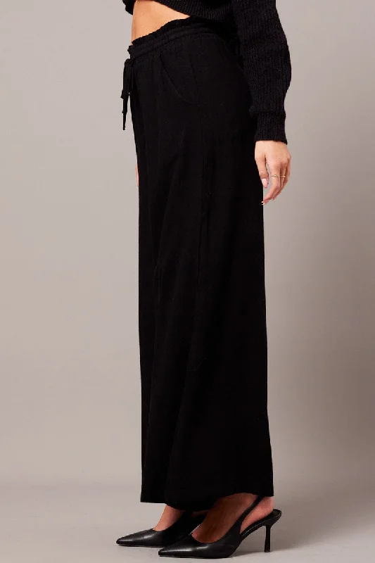 Black Wide Leg Pants High Rise