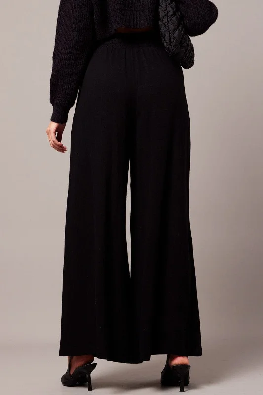 Black Wide Leg Pants High Rise