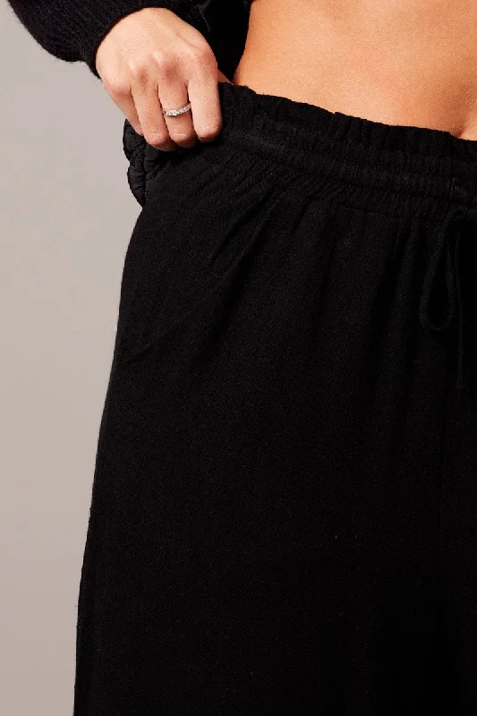 Black Wide Leg Pants High Rise