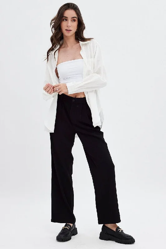 Black Wide Leg Pants High Rise