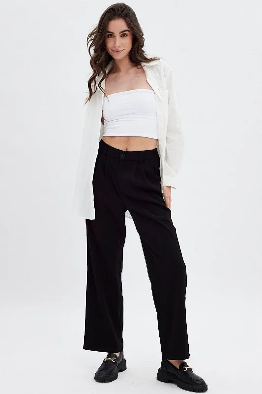 Black Wide Leg Pants High Rise