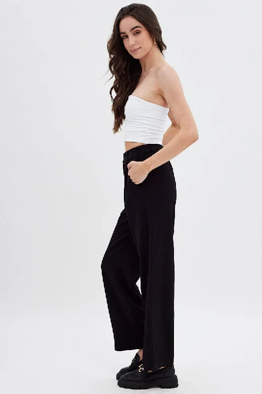 Black Wide Leg Pants High Rise