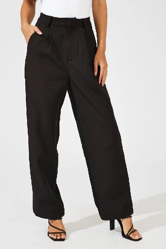 Black Wide Leg Pants High Rise