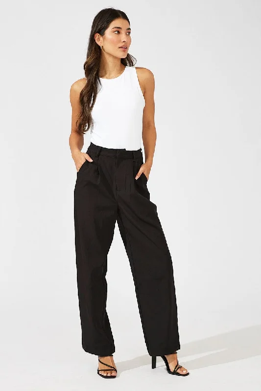 Black Wide Leg Pants High Rise