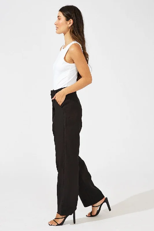 Black Wide Leg Pants High Rise