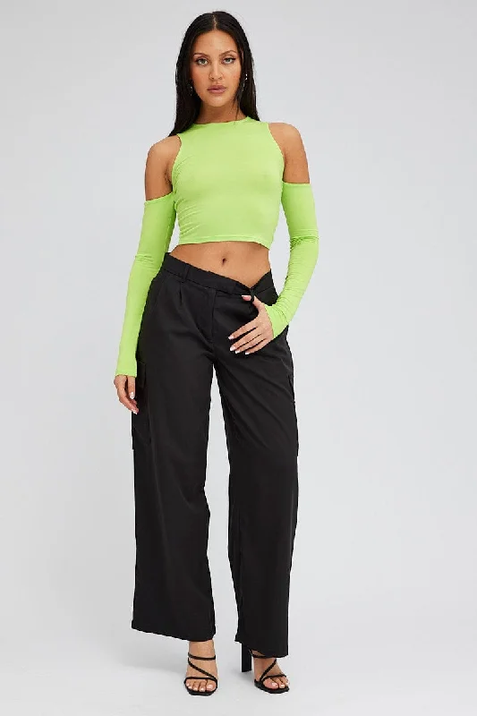 Black Wide Leg Pants Low Rise