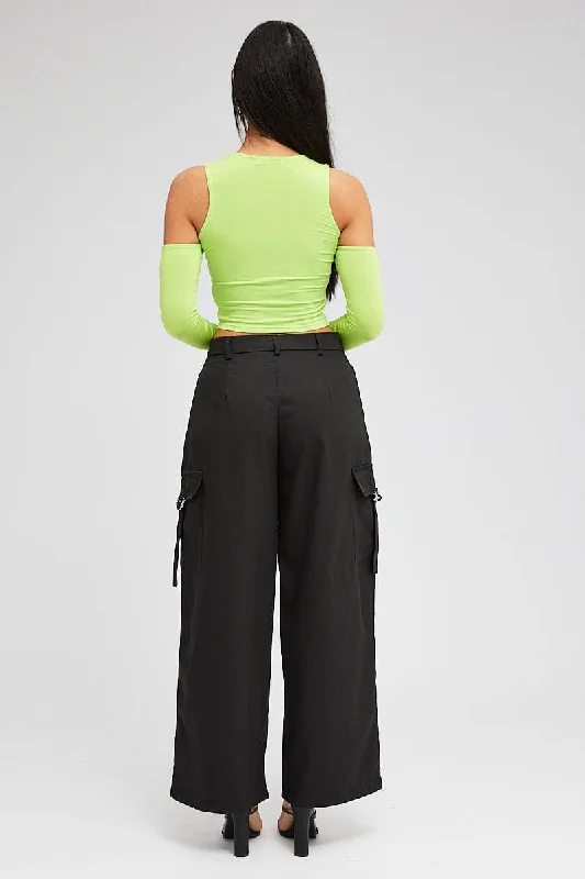 Black Wide Leg Pants Low Rise