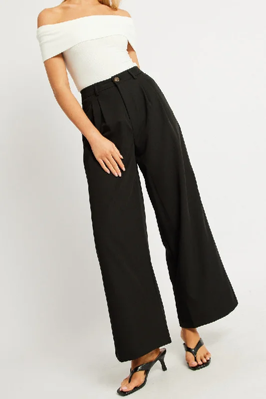 Black Wide Leg Pants Mid Rise