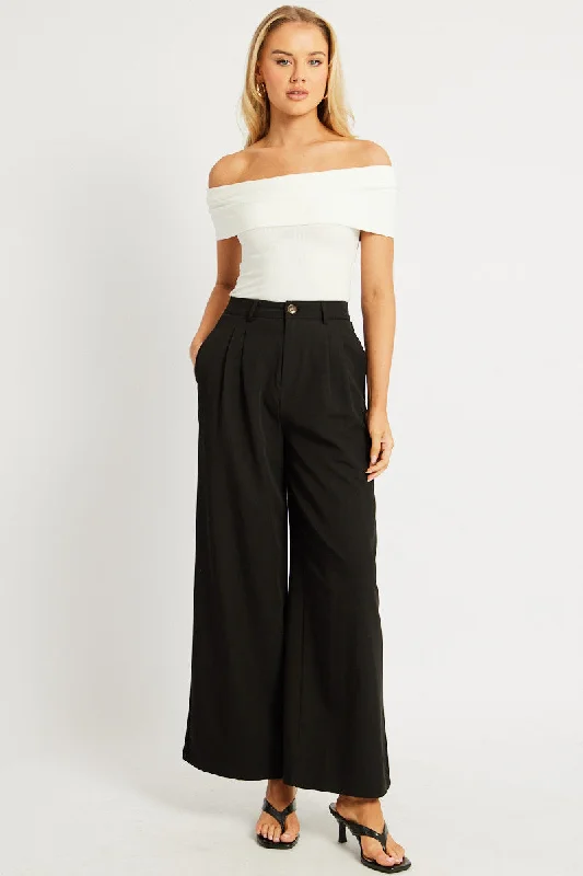 Black Wide Leg Pants Mid Rise