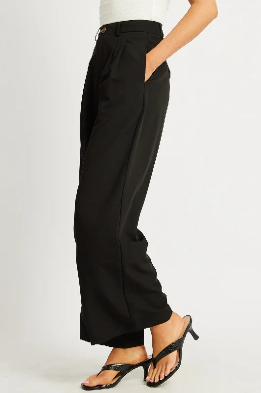 Black Wide Leg Pants Mid Rise