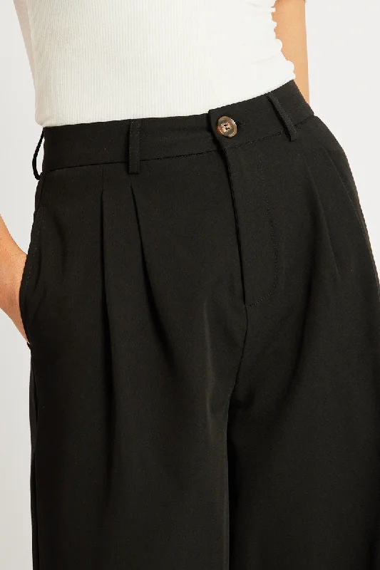 Black Wide Leg Pants Mid Rise