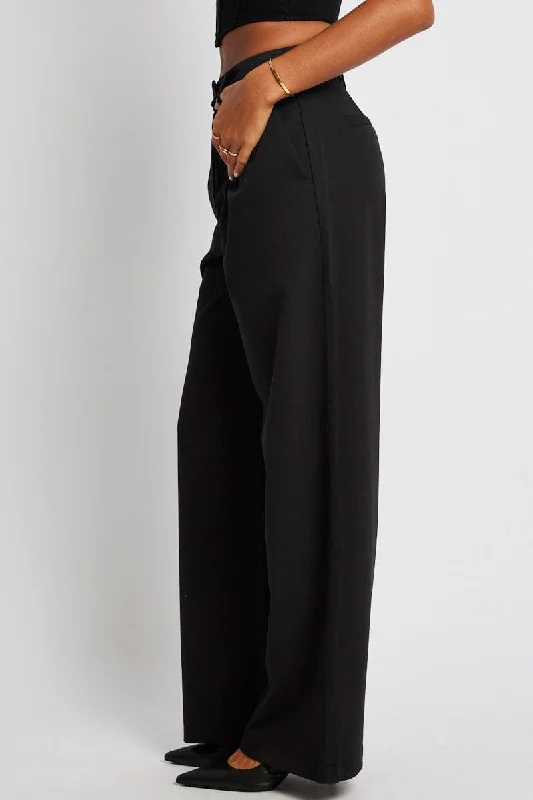 Black Wide Leg Pants Mid Rise