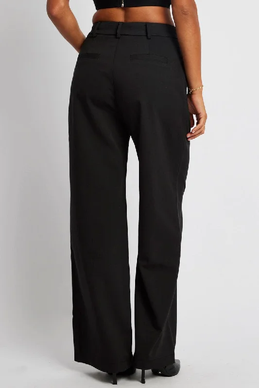 Black Wide Leg Pants Mid Rise