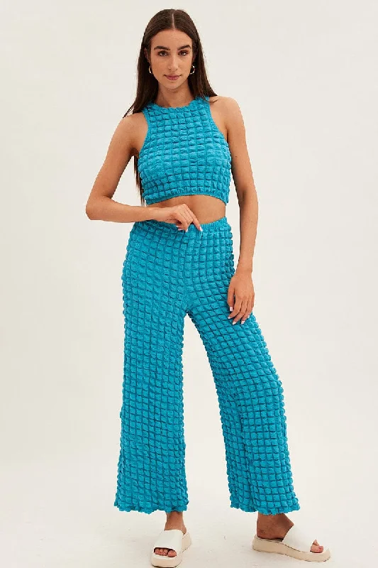 Blue Wide Leg Pants