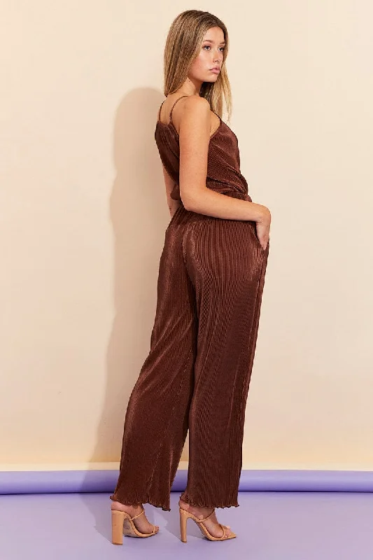 Brown Plisse Pants