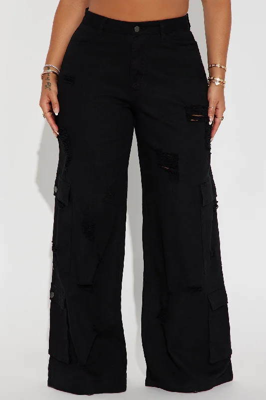 Camelia Wide Leg Cargo Pant - Black