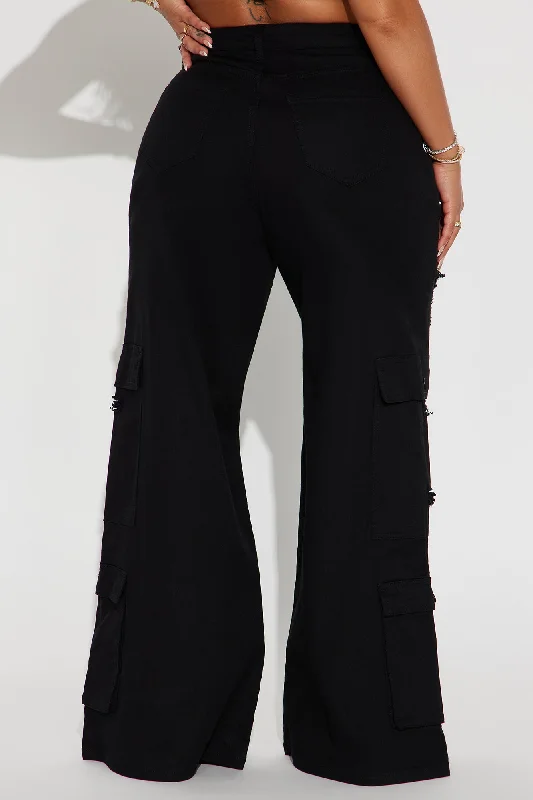 Camelia Wide Leg Cargo Pant - Black