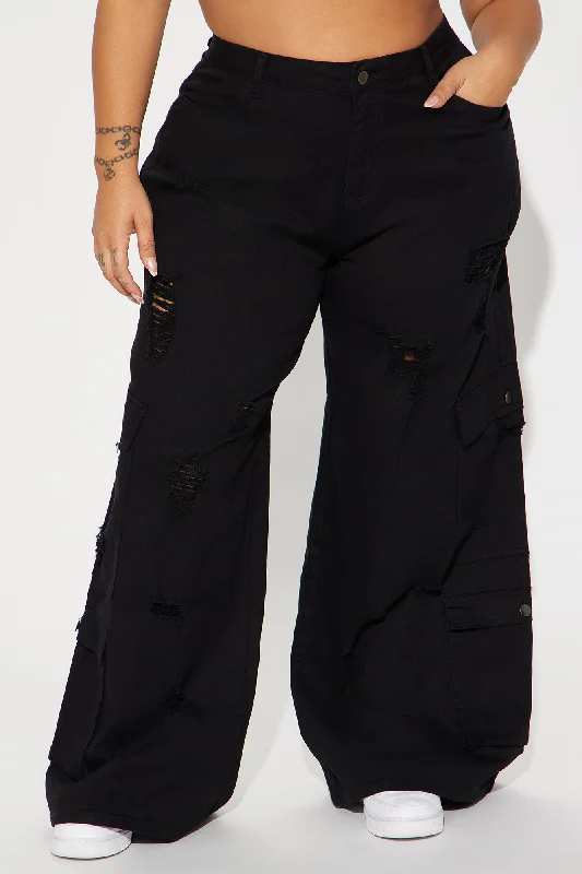 Camelia Wide Leg Cargo Pant - Black